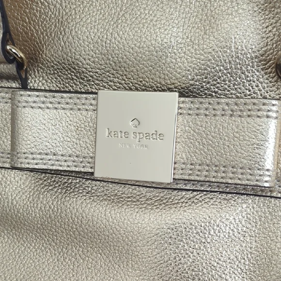 Kate Spade Gold Shoulder Bag Metallic Finish & Care Card Included 10Lx14W - Picture 9 of 17